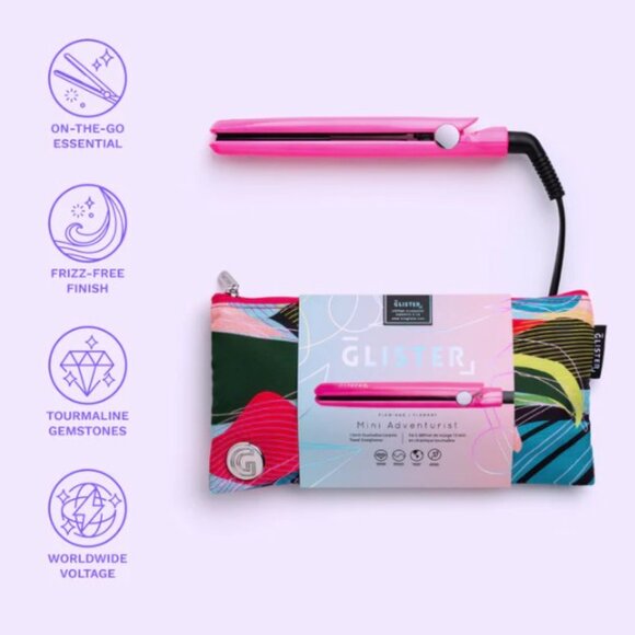 Glister Mini Adventurist Travel Straightener, Flamingo - Picture 2 of 3